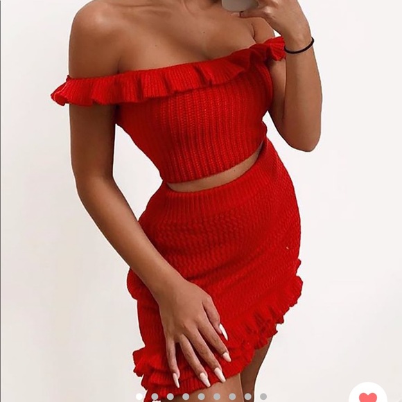 Fashion nova 2-piece red sweater set - Picture 1 of 3